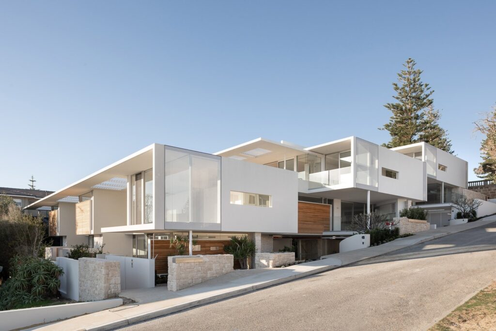 Street view of luxury apartments